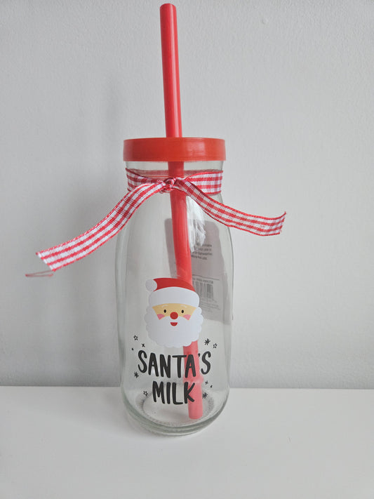 Glass santa milk bottle