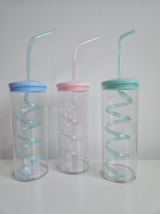 Spiral straw cup